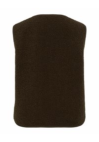 Braunes Fleece-Kissen mit einer abgerundeten Oberseite und weicher Textur, das eine einfache, glatte Oberfläche aufweist und keine sichtbaren Muster oder Akzente hat.