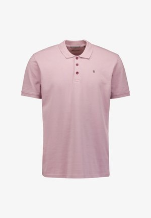 Helles rosa Polohemd aus Baumwolle, mit einer Drei-Knopf-Leiste und dezentem Logodetail auf der Brust. Kurze Ärmel mit klassischem Kragen.