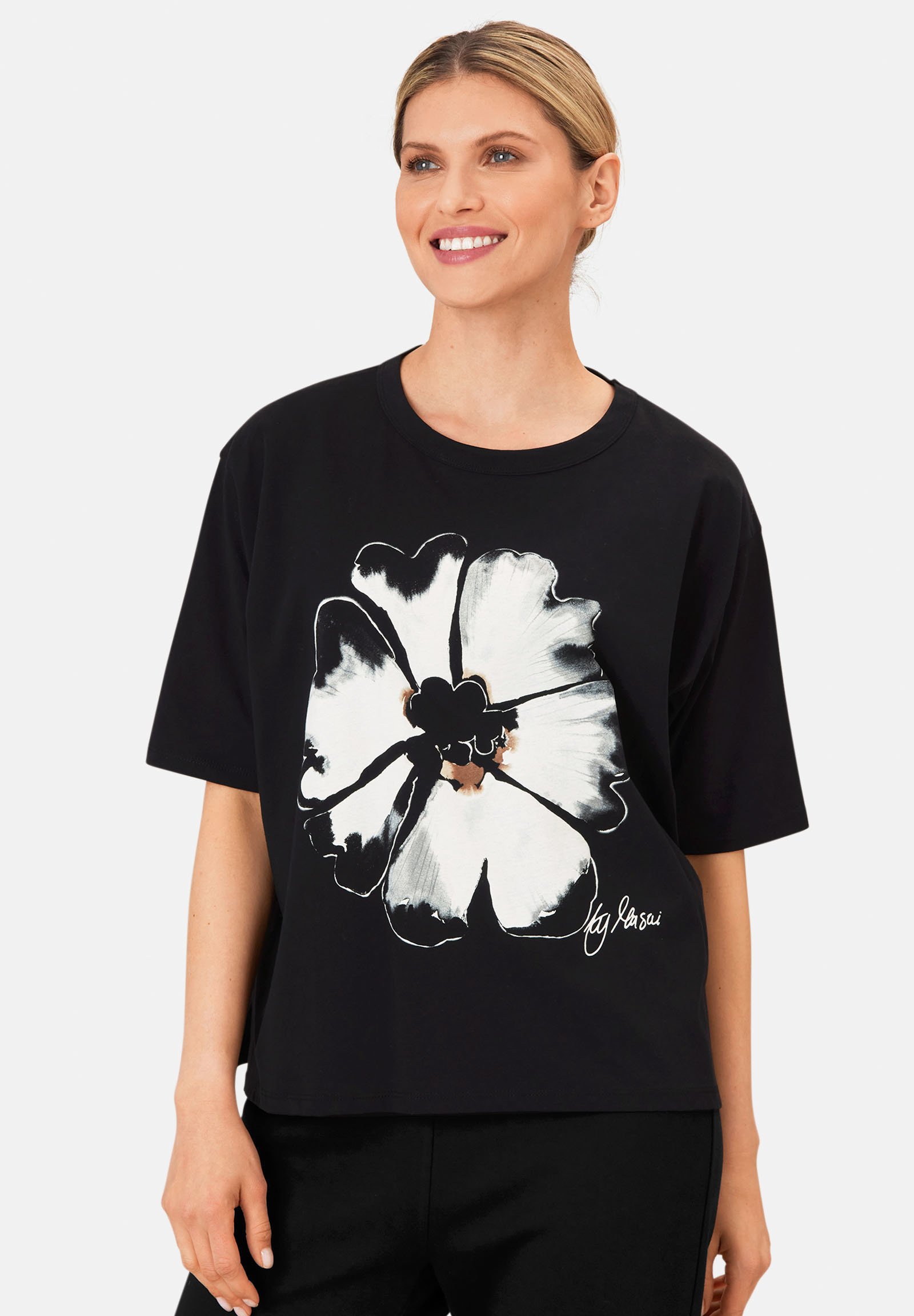 Koton T-Shirt Donna Con Stampa Slogan - Girocollo, Maniche Corte, Colore Antracite, Taglia S