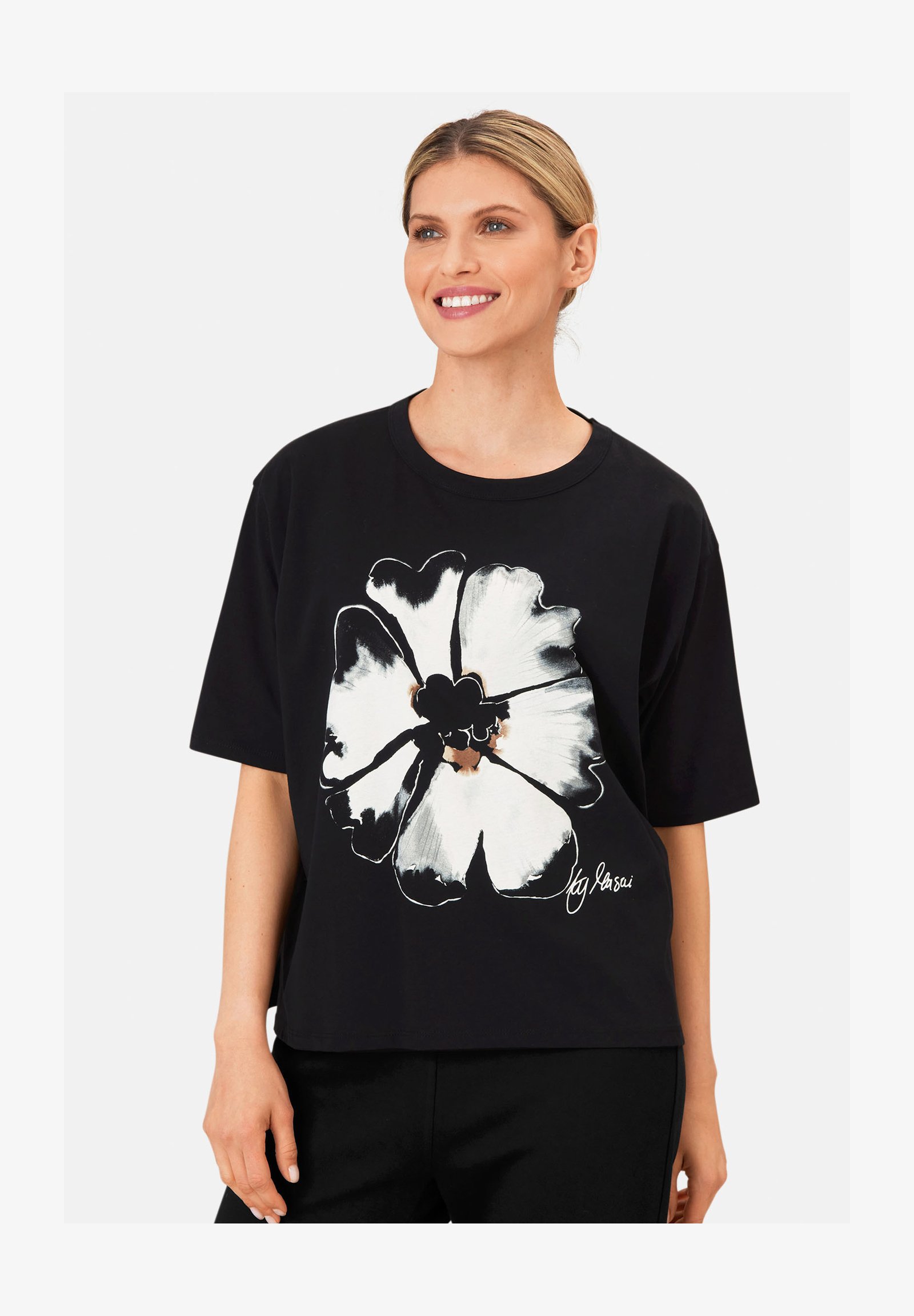 Koton T-Shirt Donna Con Stampa Slogan - Girocollo, Maniche Corte, Colore Antracite, Taglia S
