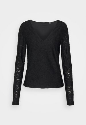 Vero Moda Tall VMRIVA V NECK - Μπλούζα με μακριά μανίκια - black