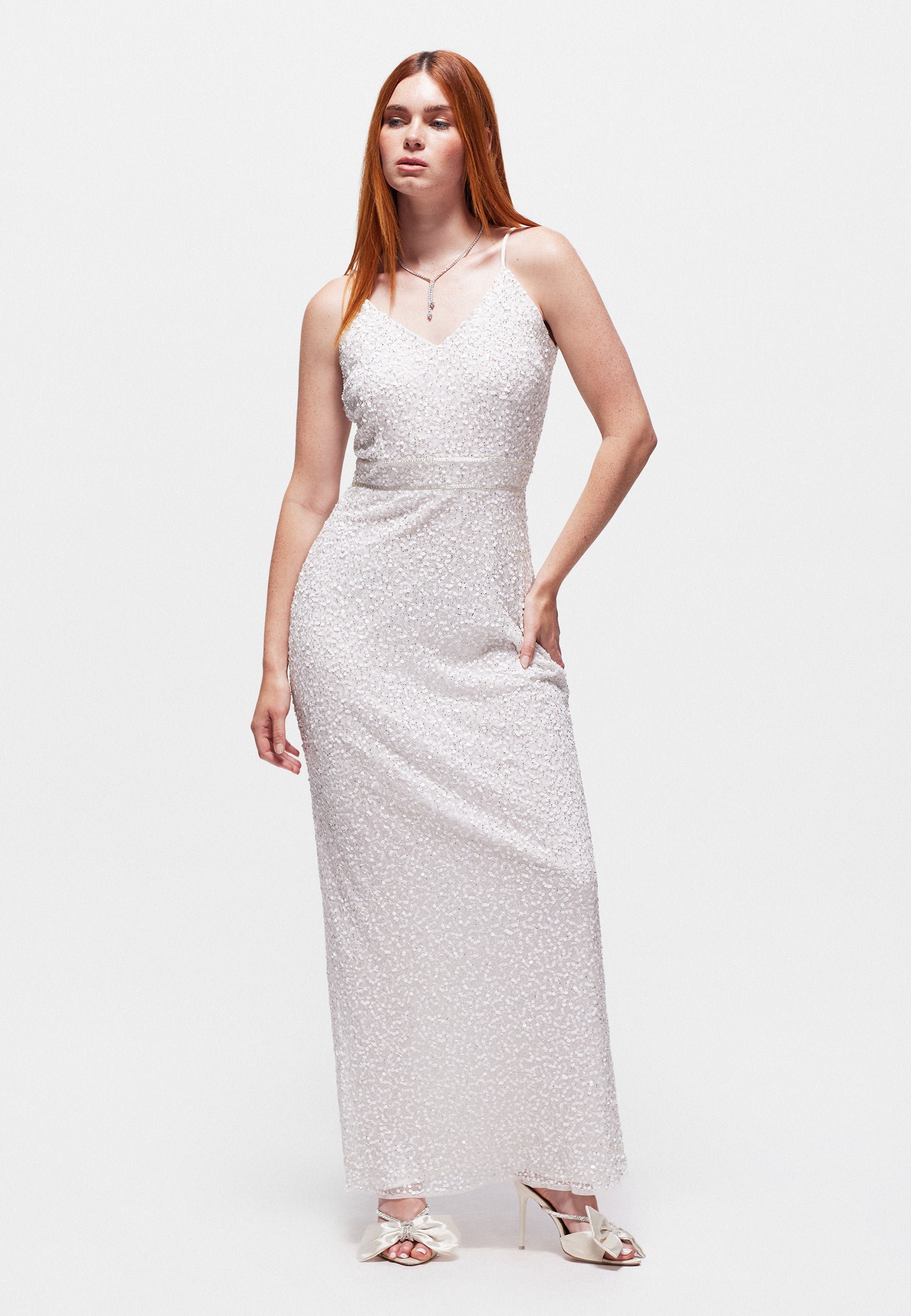 beauut bridal embellished maxi dress in ivory SEQUINS - Maxikjoler cf_s_15--s-m