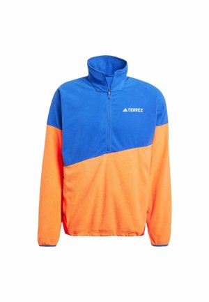 adidas Sportswear MULTI CLIMAWARM FLEECE - Suéter de forro polar - semi lucid blue   semi impact orange   pure ruby