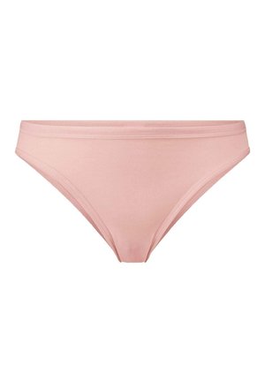 Rosa Baumwoll-Bikini-Damenunterwäsche mit elastischem Bund und glattem Finish, auf weißem Hintergrund dargestellt.