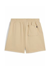 Beige bomuldsshorts med elastisk talje, med en baglomme og et lille logo-tags, glat tekstur og lige skæring.