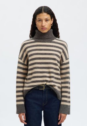 Selected Femme SLFLULU ROLL NECK  - Džemperis - medium grey melange/birch