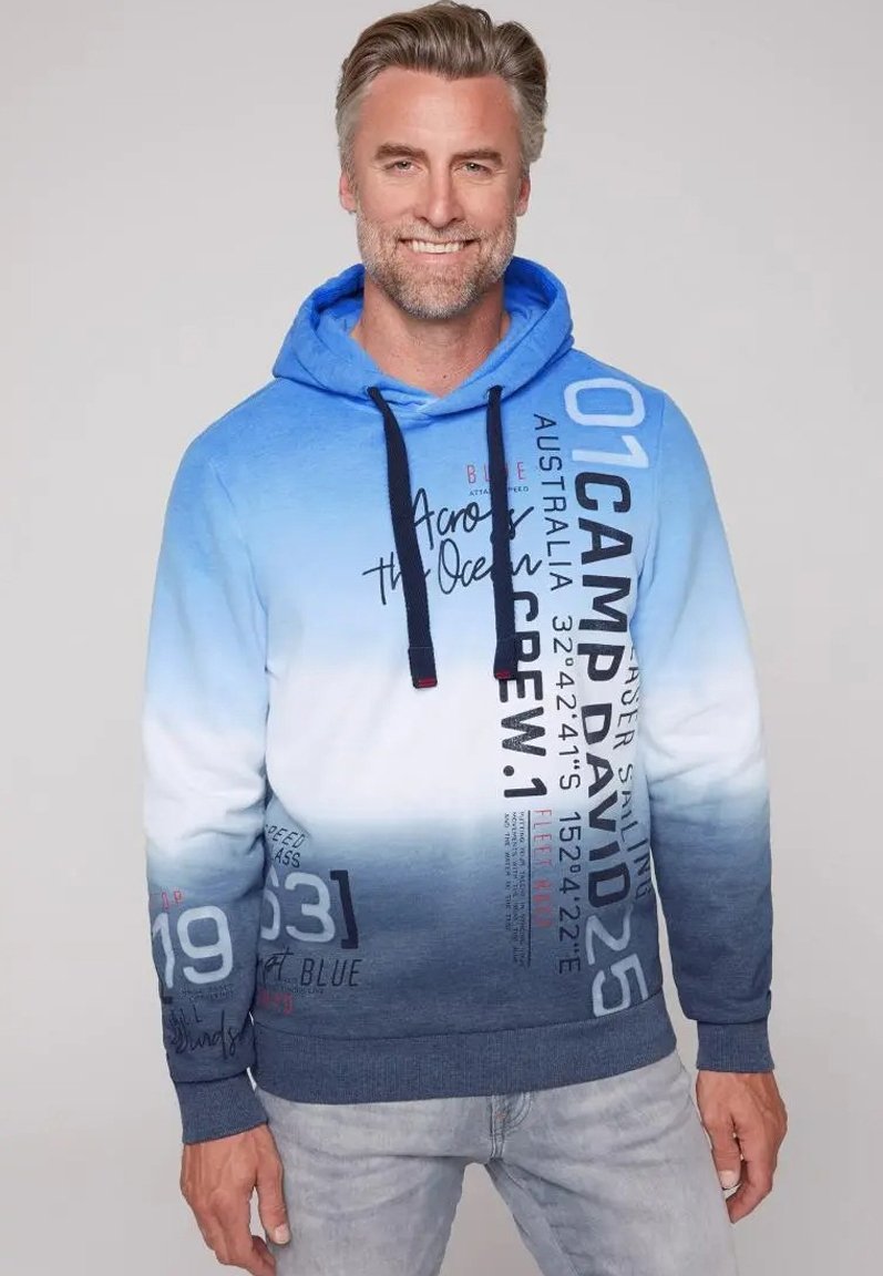 Camp David DIP DYE MIT LOGO PRINTS Kapuzenpullover coastal blue