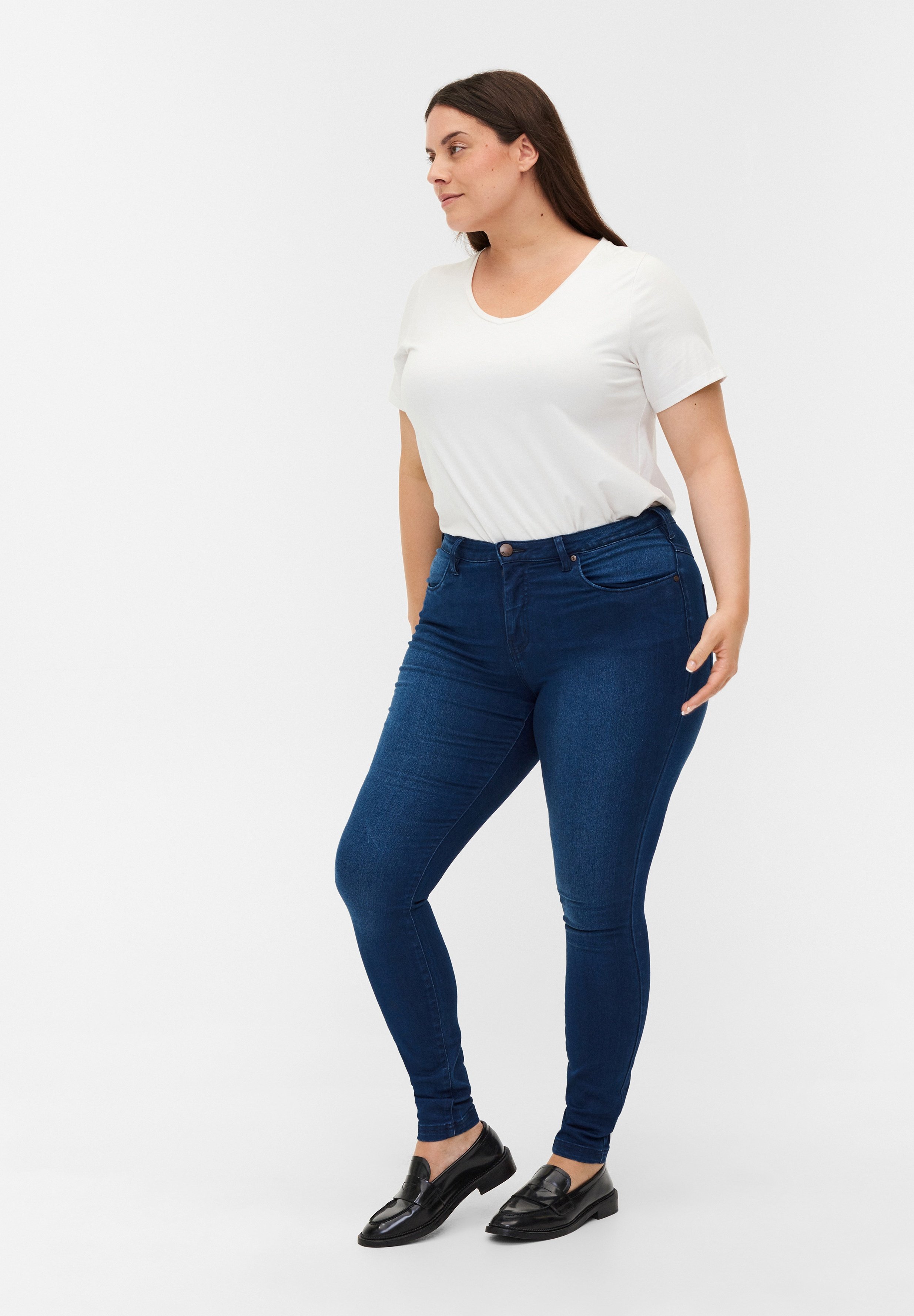 Jean Femme Zizzi Amy Super Slim Taille Haute - En Coton Extensible, Coupe Très Ajustée, Design 5 Poches | Taille 42 à 60