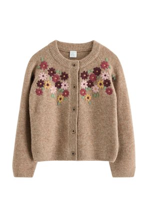 Lindex, LINDEX KNITTED CARDIGAN WITH EMBROIDERY LINDEX - Cardigan - beige melange