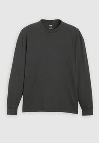T-shirt a maniche lunghe in cotone grigio scuro, con scollo rotondo e texture morbida, dotato di un logo discreto stampato sul davanti.