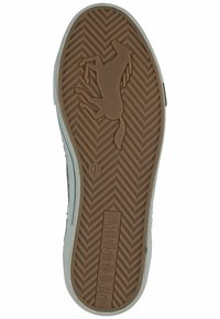 Hnědá gumová podrážka s vzorem herringbone; embosované logo koně; velikost 41; bílý boční akcent; texturovaný povrch pro lepší přilnavost.