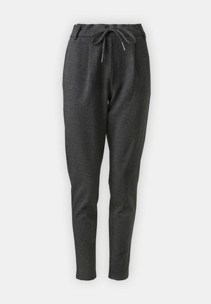 Graue, strukturierte Jogger-Hosen im Stil mit verstellbarem Kordelzugbund und schmal zulaufenden Beinen. Mit einem dezenten Hahnentrittmuster.