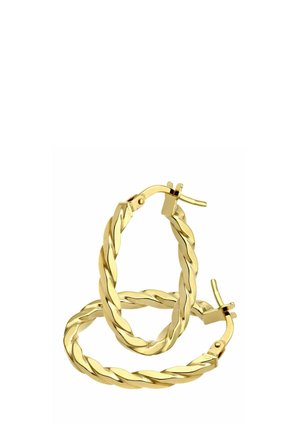DIAMANT L'ÉTERNEL FLAT STRIPED DESIGN OVAL HOOP - Orecchini - yellow gold-coloured