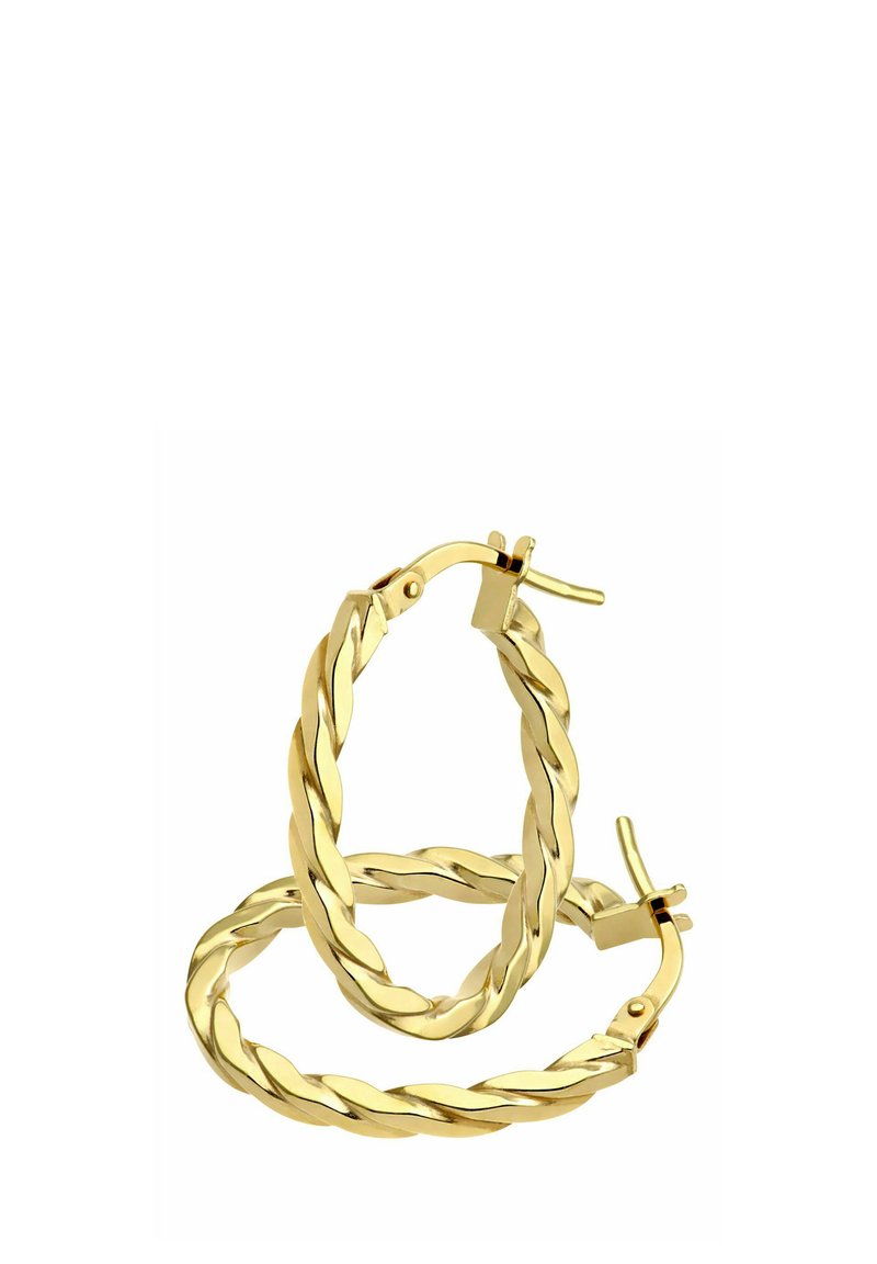 DIAMANT L'ÉTERNEL FLAT STRIPED DESIGN OVAL HOOP - Auskarai - yellow gold-coloured