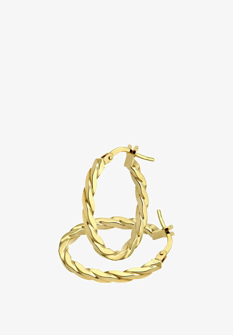 DIAMANT L'ÉTERNEL FLAT STRIPED DESIGN OVAL HOOP - Náušnice - yellow gold-coloured