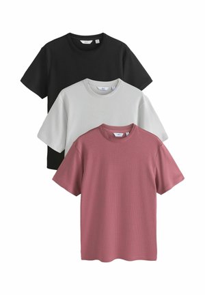REGULAR FIT - SHORT SLEEVE TEXTURED 3 PACK - T-shirt basic - pink/grey/black