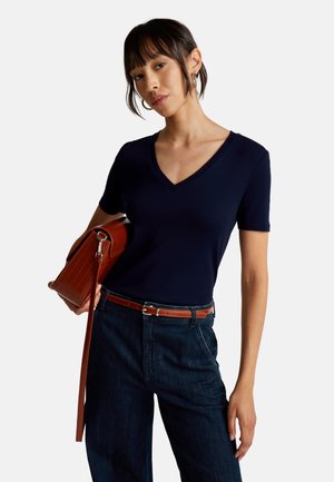 United Colors of Benetton WITH V-NECK - T-shirt basique - blue
