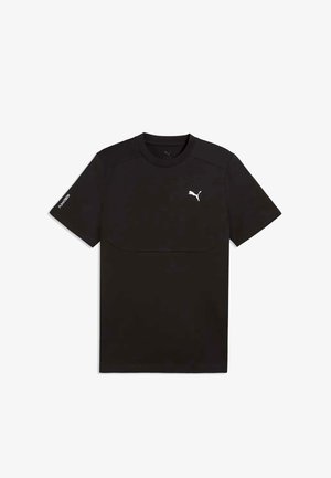 Fekete rövid ujjú Puma póló fehér Puma logóval a mellkason és "PUMATECH" felirattal a bal ujján.