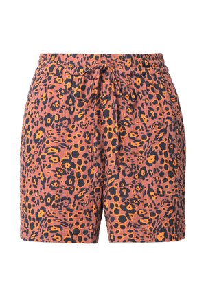 Leopardprint shorts i pink, orange og sort. Har en elastisk talje med snor og en afslappet pasform. Lavet af blødt stof.