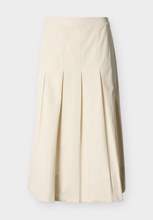 Kreemit värvi puuvillane plisseeritud A-lõikelised seelik. Omab pehmet vööosa ja voolavat siluetti ühtlaselt jaotatud vertikaalsete voltidega.