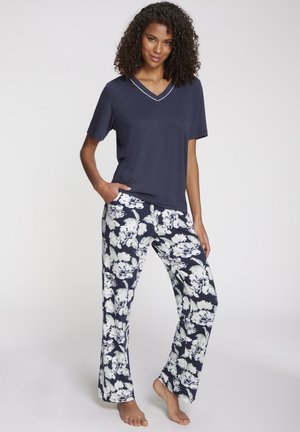 SET - Nachtwäsche Set - blau-geblümt