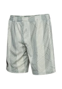 Ljusgrå atletiska shorts med ett geometriskt mönster, elastisk midja och ett slätt, lätt tyg för komfort och rörelse.