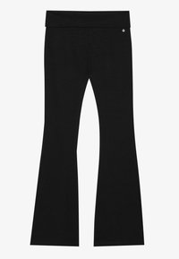FLARED LOW RISE LEGGINGS WITH FOLD OVER WAISTBAND - Leggingek - black