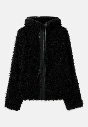 OVERSIZED SLEEVE ZIP FRONT HOODED JACKET - Overgangsjakke - black