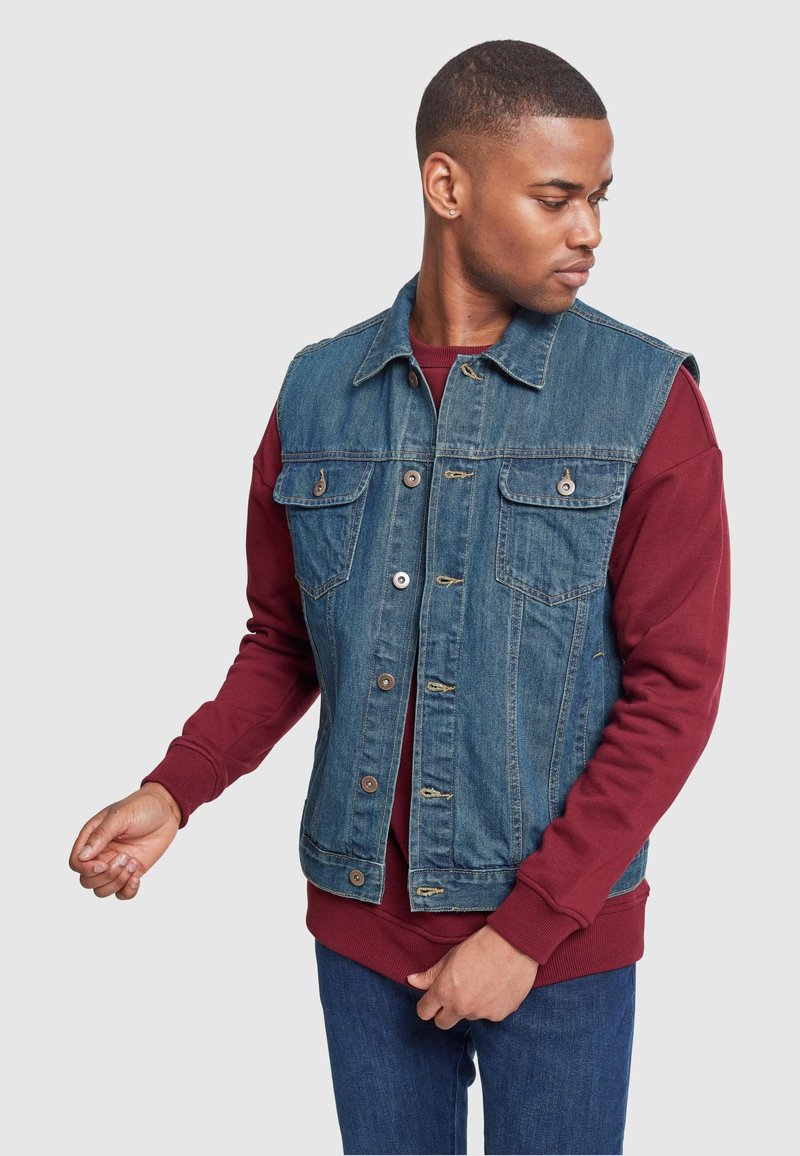 Gilet Denim Déchiré Sans Manches Pour Homme JIER - Veste Casual Jeans Moto Avec Poches, Style Décontracté