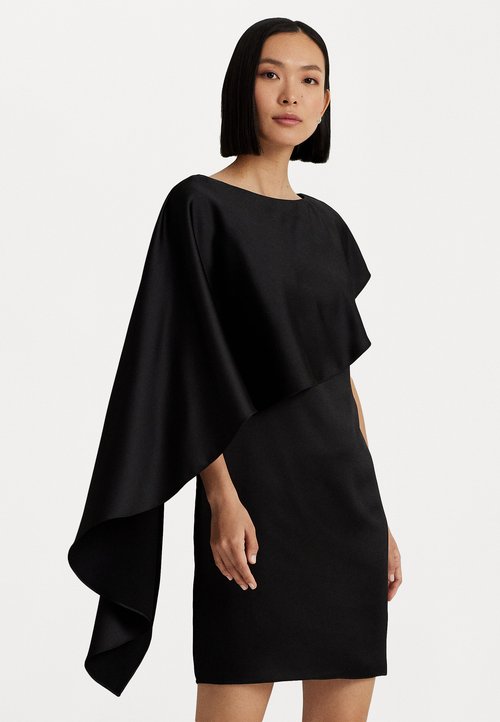 Lauren Ralph Lauren Cape Georgette Cocktail Dress Mascarpone Cream