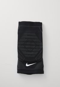Svart Nike kompresjonsærme med teksturert geometrisk design, glatt finish og hvit logoaksent nederst.