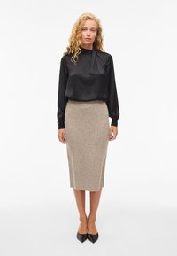 VILA VILOLO MIDI SKIRT - Jupe crayon - natural melange