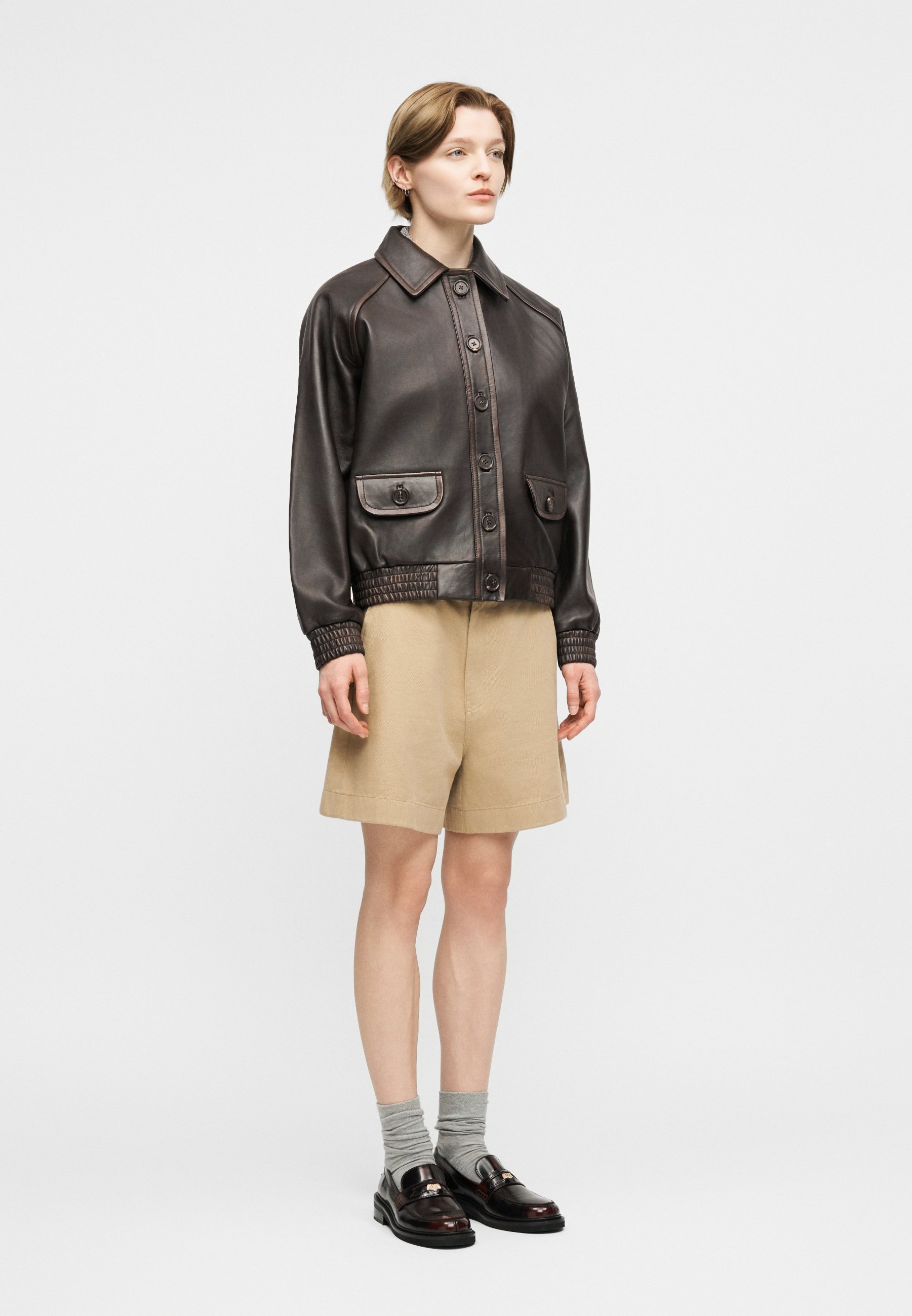 Dondup JACKET CROPPED - Leather jacket - black - Zalando.co.uk