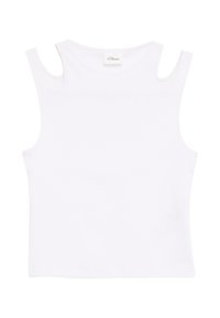 Witte mouwloze top met open schouderuitsnijdingen, gemaakt van een katoenmix, met een ronde hals en een gladde textuur. Merkenlabel zichtbaar.