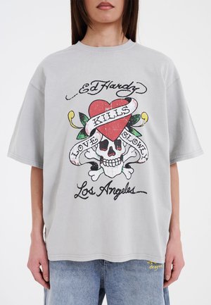 Ed Hardy LOVE KILLS SLOWLY  - T-Shirt print - grey