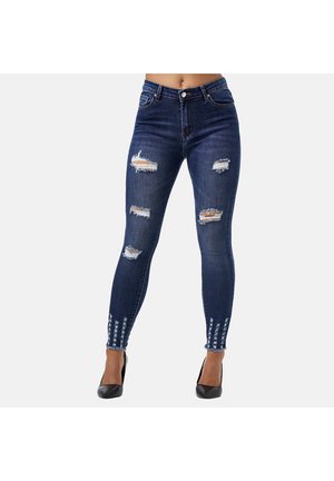 HIGHWAIST DESTROYED - Jeans Skinny Fit - blau