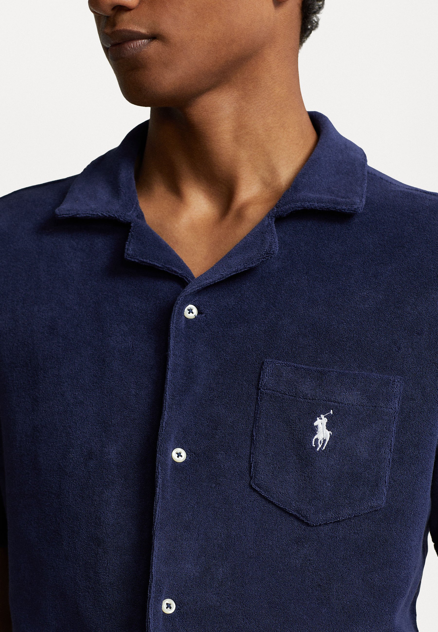 Polo Ralph Lauren TERRY CAMP SHIRT - Shirt - newport navy