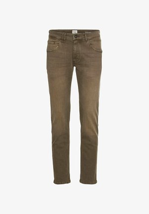 Slim-fit jeans i en dæmpet olivengrøn. Fremstillet af denim, med en standard talje, fem lommer og subtile slidmærker på lårene.