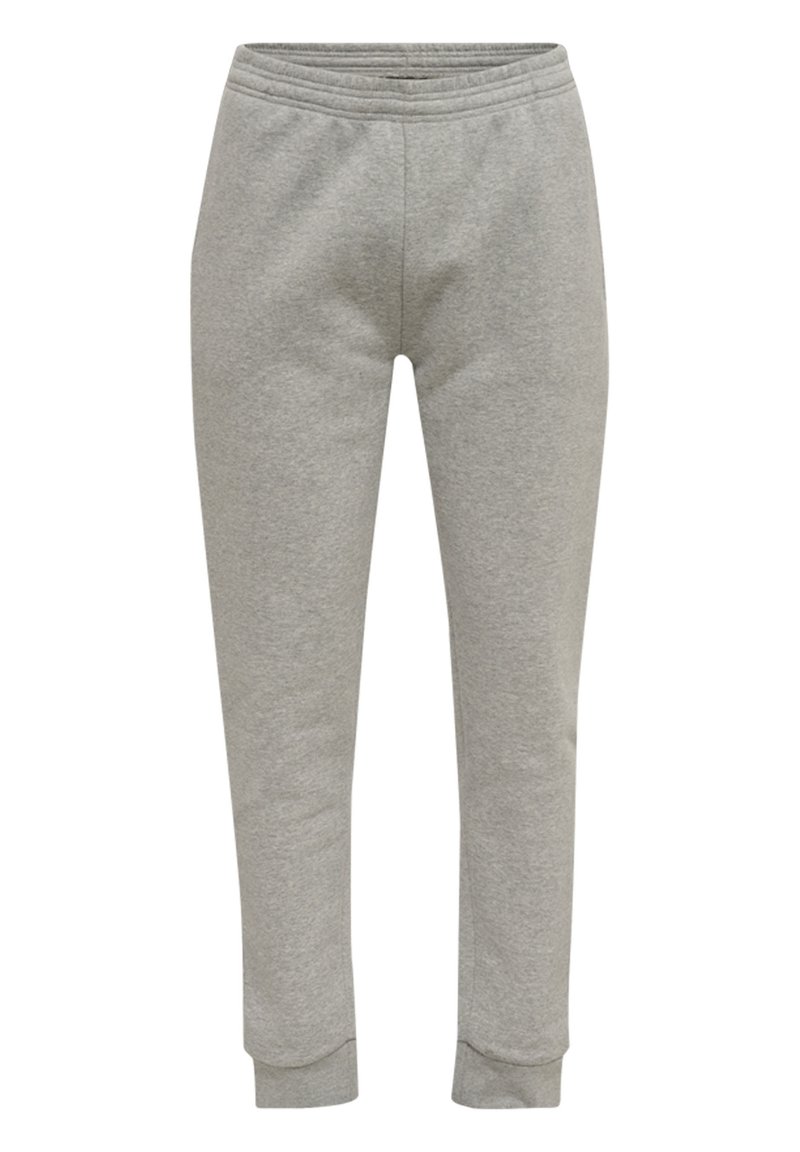 Graue Sweatpants aus weichem Baumwollmix, mit elastischem Taillenbund, gerippten Bündchen und geradem Bein.