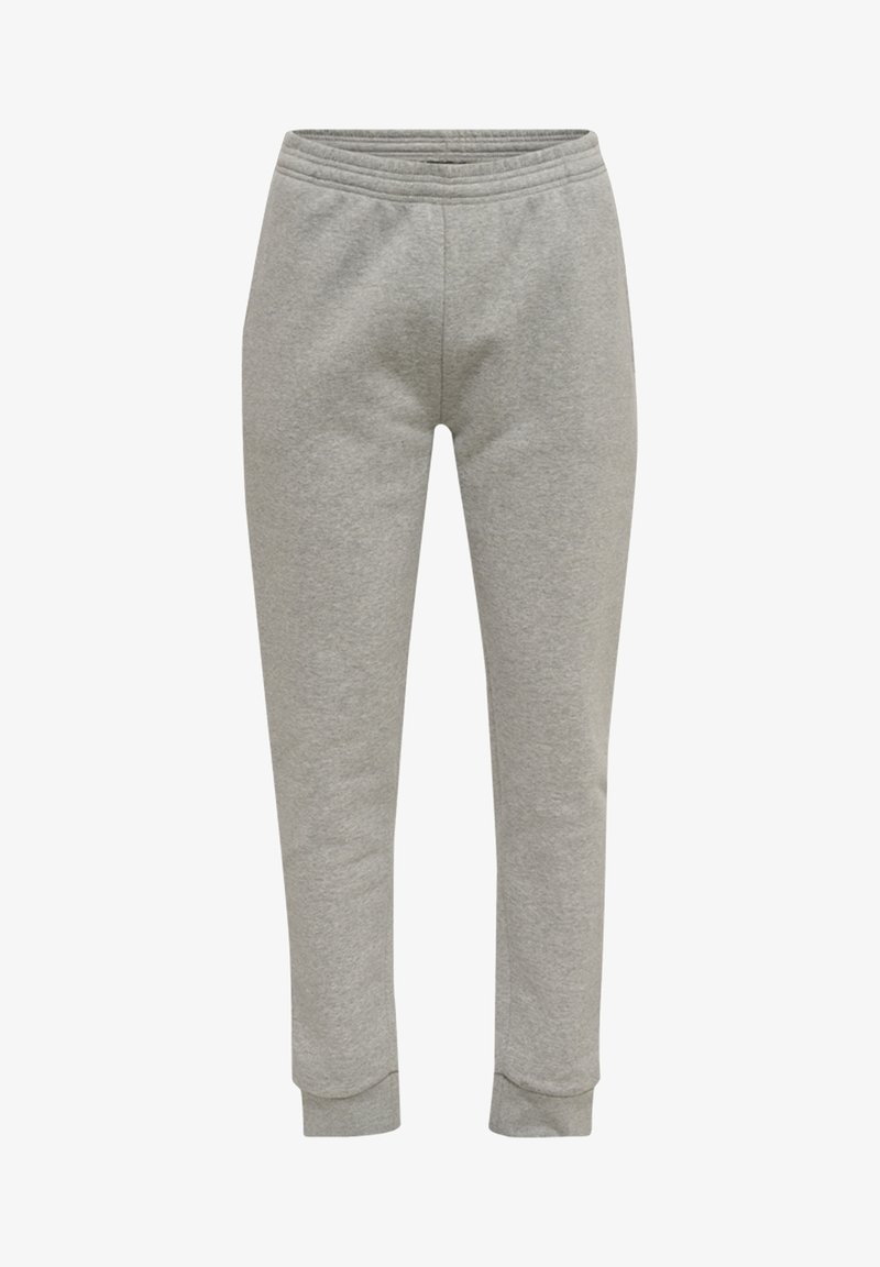 Graue Sweatpants aus weichem Baumwollmix, mit elastischem Taillenbund, gerippten Bündchen und geradem Bein.
