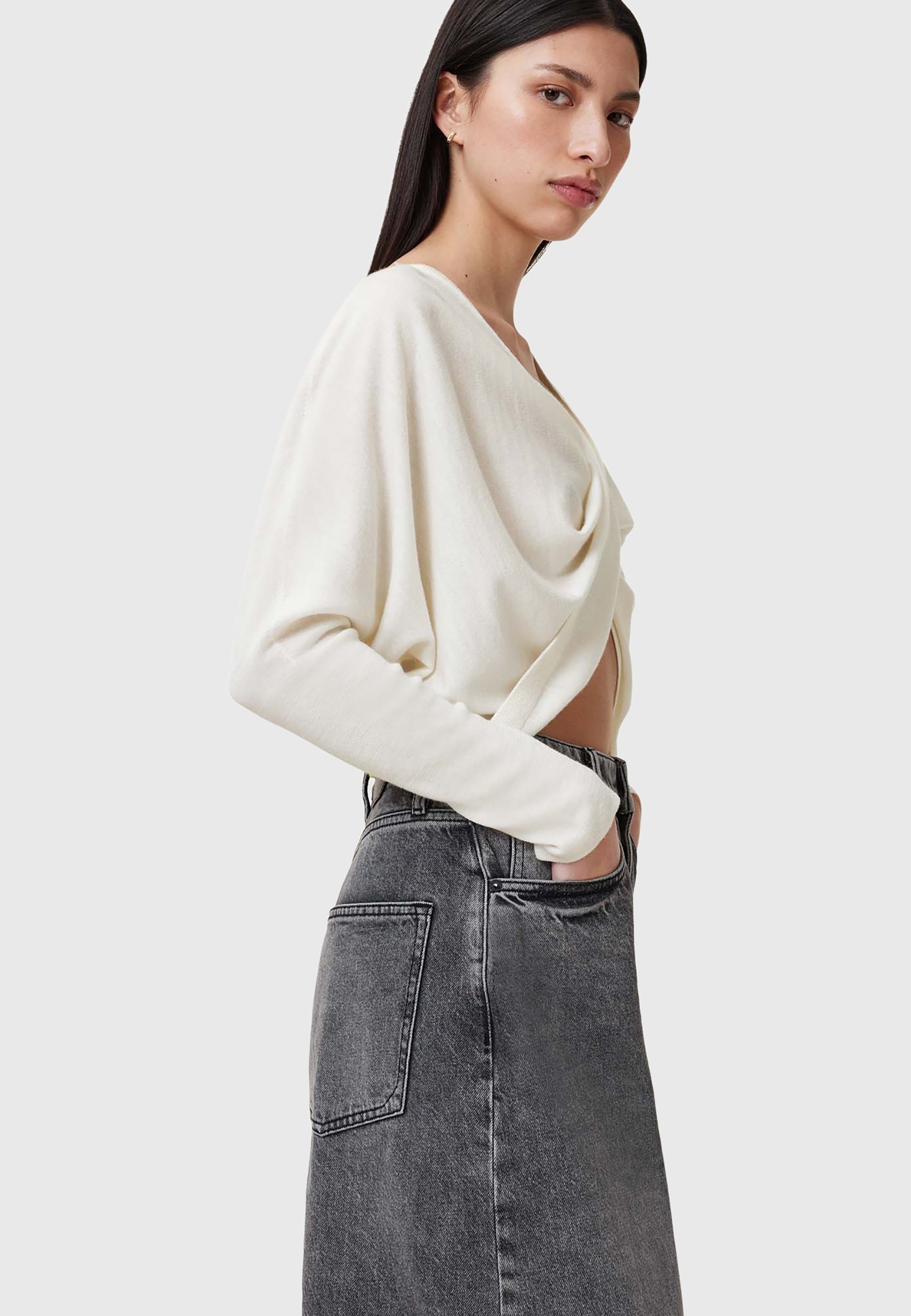 AllSaints JULIEANA WRAP - Jumper - chalk white/white - Zalando.co.uk