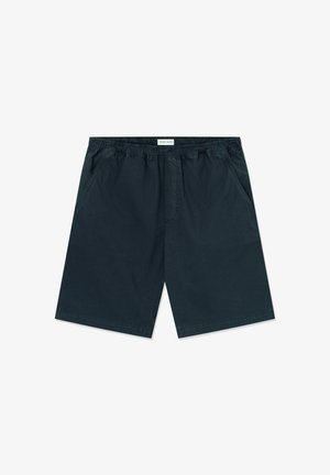 Marinblå, lätta shorts med elastisk midja, sidofickor och raka ben. Tillverkade av ett andningsbart tyg.