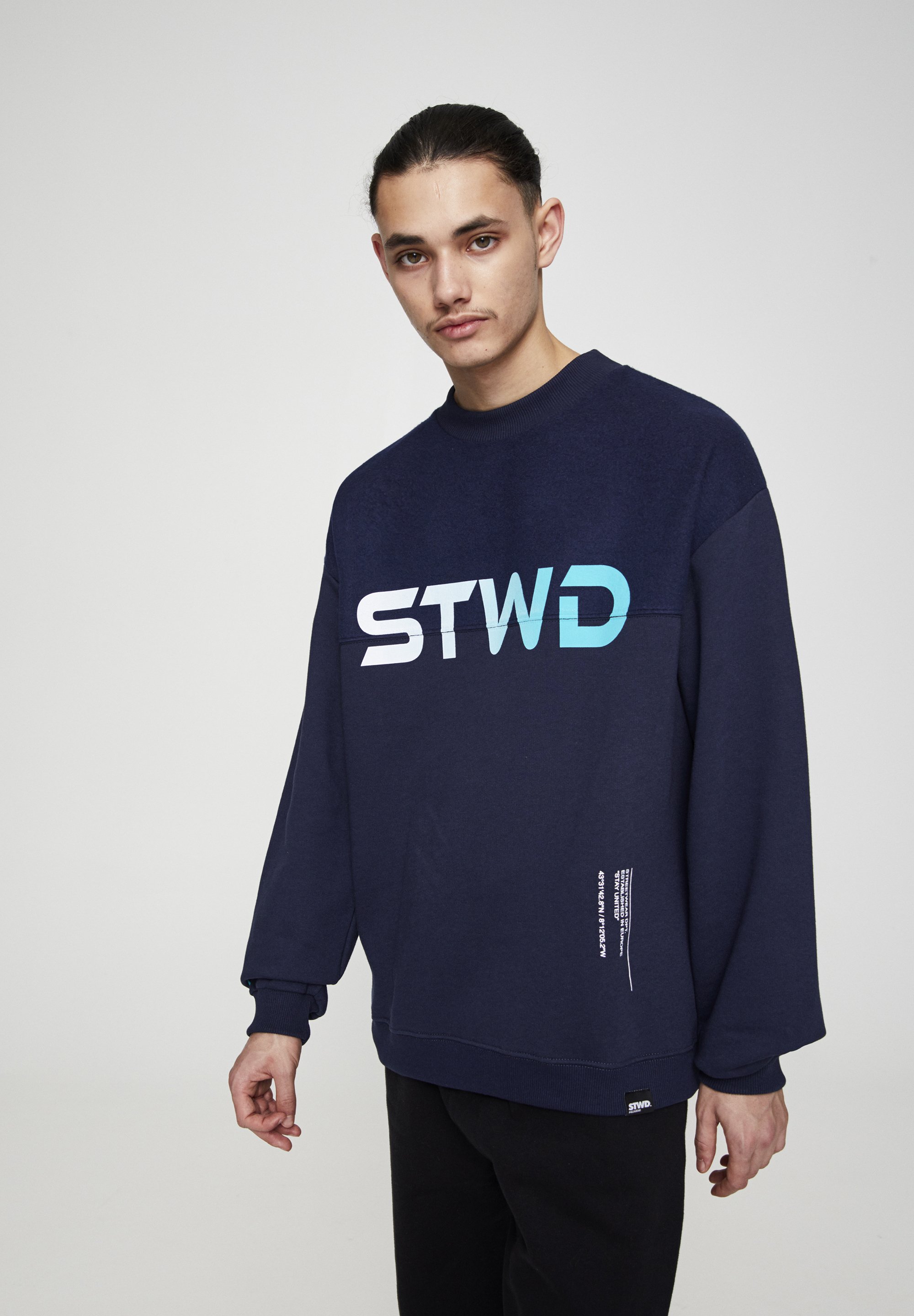 PULL&BEAR KOMBINIERTES SWEATSHIRT „STWD“ 05596555 PULL&BEAR MIT WOLFSMOTIV Sweatshirt dark blue Zalando.at