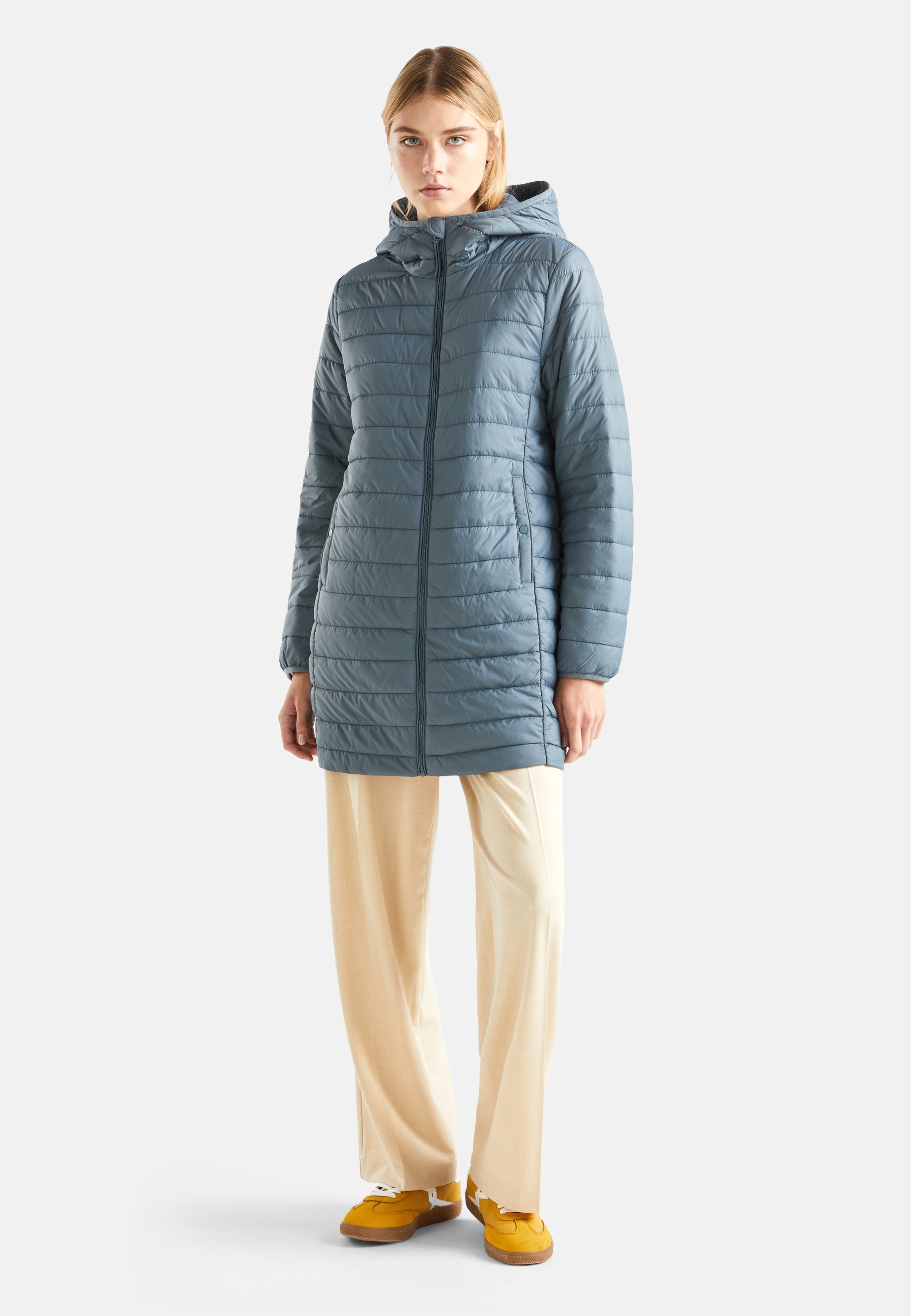 Manteau Femme United Colors Of Benetton - Laine Mixte, Coupe Droite, Longueur Mi-cuisse - Poches à Rabat, 3 Boutons
