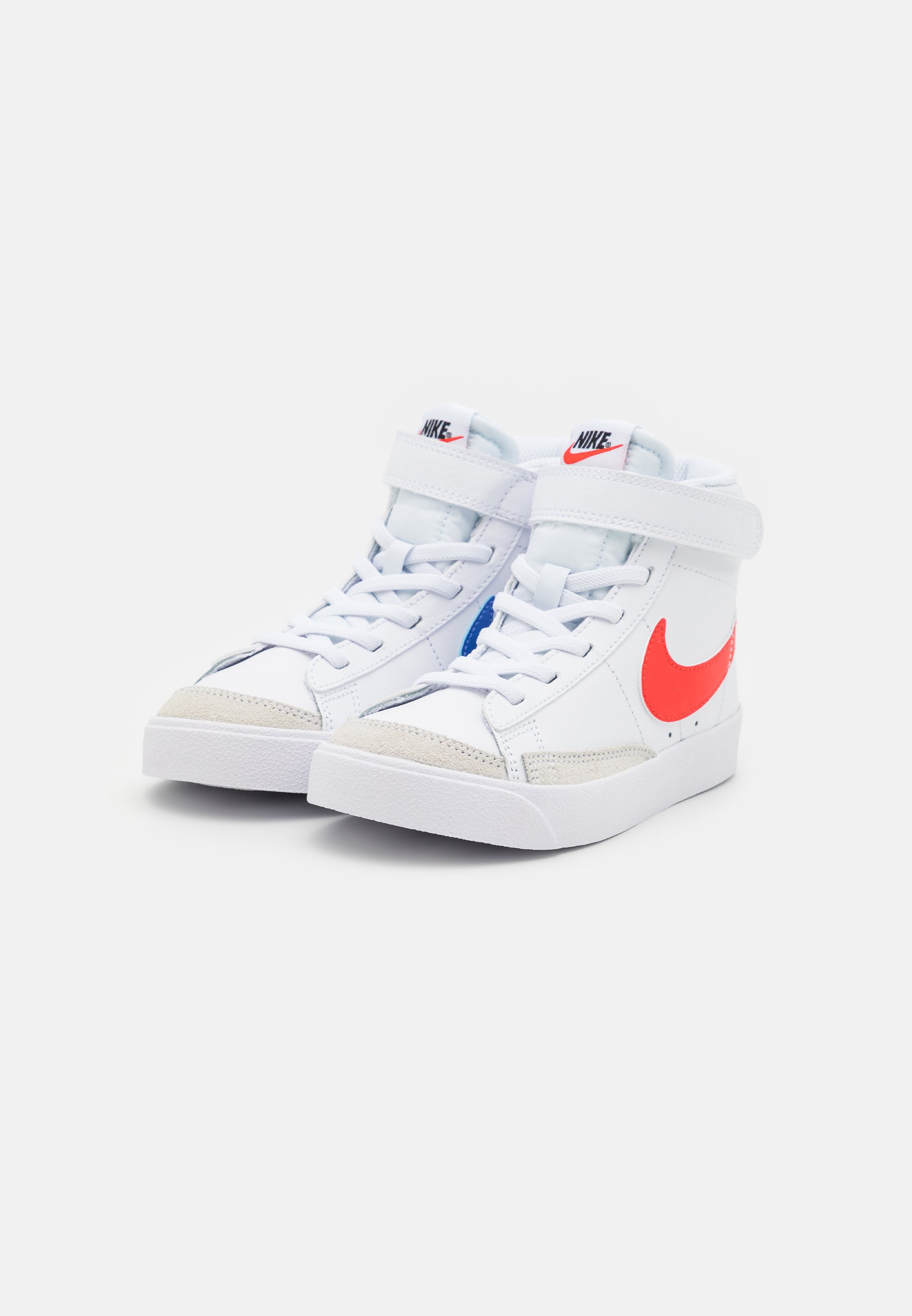 red and blue nike high tops