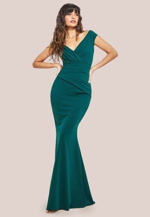 Goddiva BARDOT PLEATED - Gallakjole - emeraldgreen