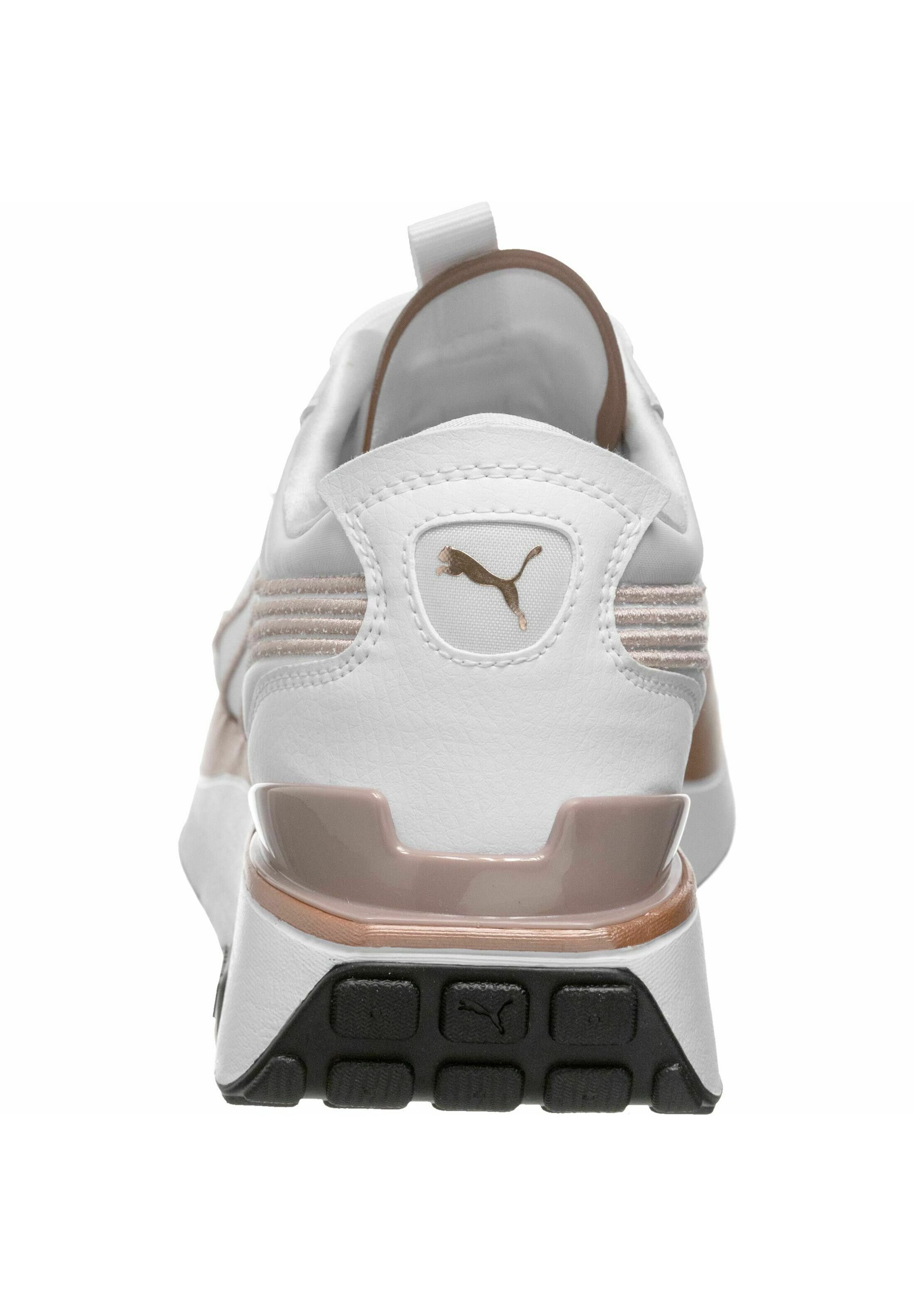 puma cruise rider metal trainers in white and rose gold