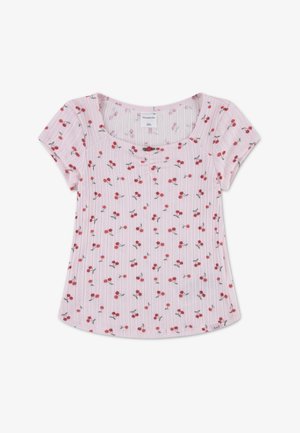 Abercrombie & Fitch, ROSETTE POINTELLE TEE - T-shirt con stampa - cherry cluster