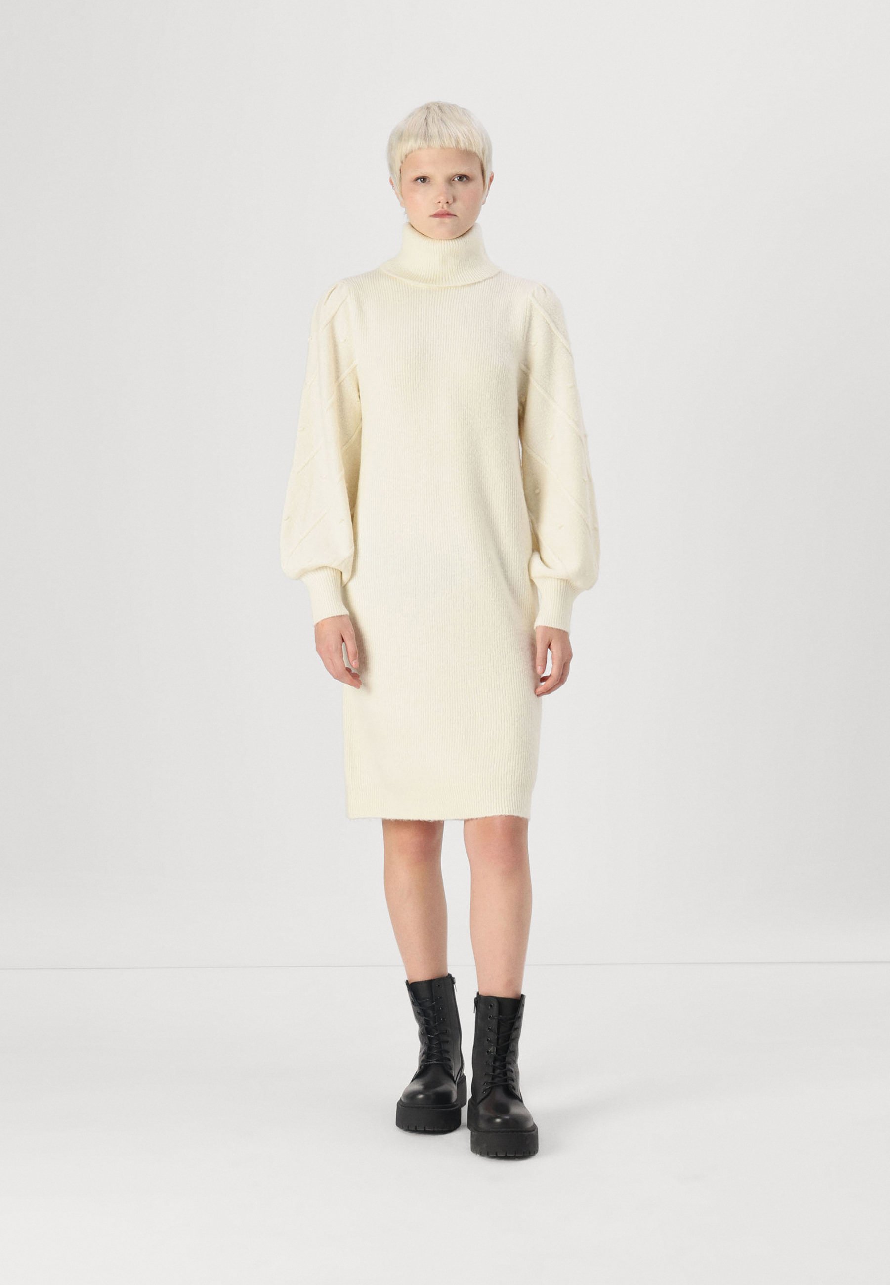 VILA VICOSY ROLLNECK - Jumper dress - super light natural/beige - Zalando.ie