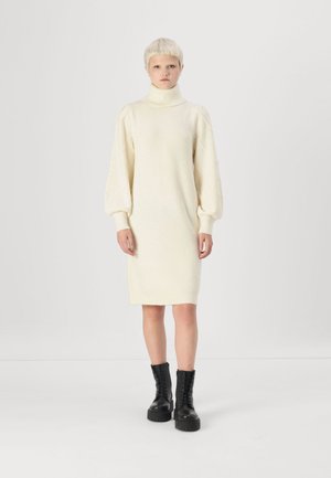 VILA VICOSY ROLLNECK  - Strikket kjole - super light natural